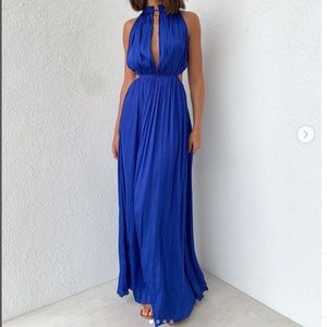 Blue drapey cut out dress